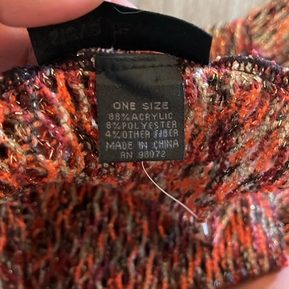 Steve Madden Infinity Fall MultiColor Knit Scarf Shades Of Orange / Green/Gold